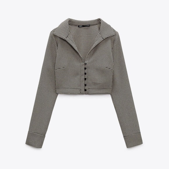 Zara Tops - NWT ZARA HOUNDSTOOTH POLO SHIRT